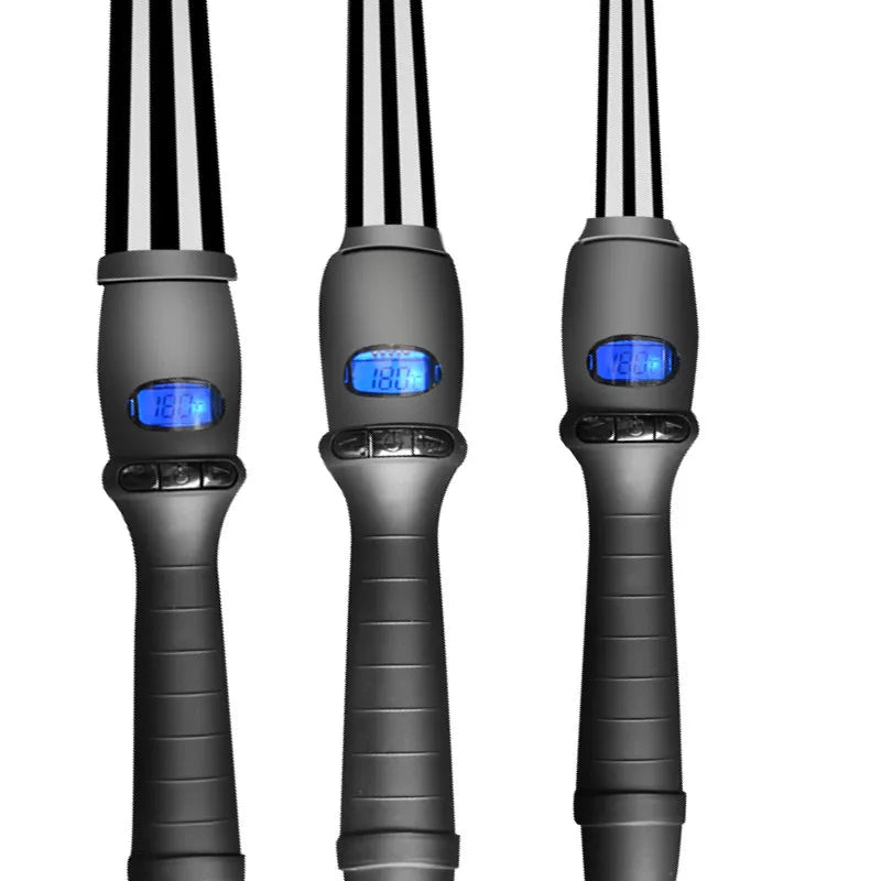 LCD curlers conical curling iron single tube ceramic glaze pear flower cone electric hair curly hair