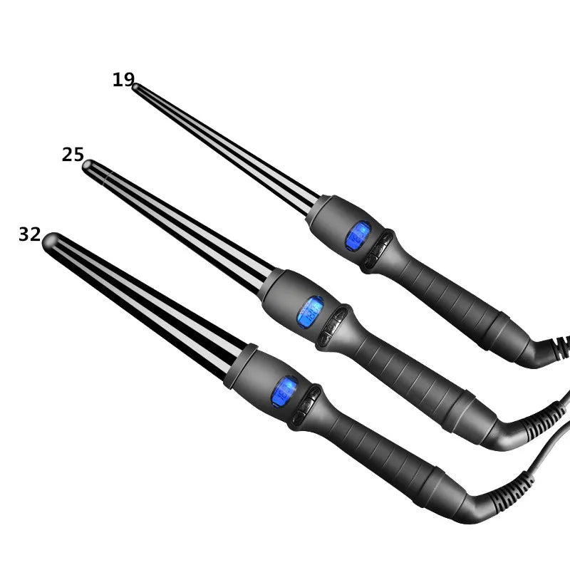 LCD curlers conical curling iron single tube ceramic glaze pear flower cone electric hair curly hair