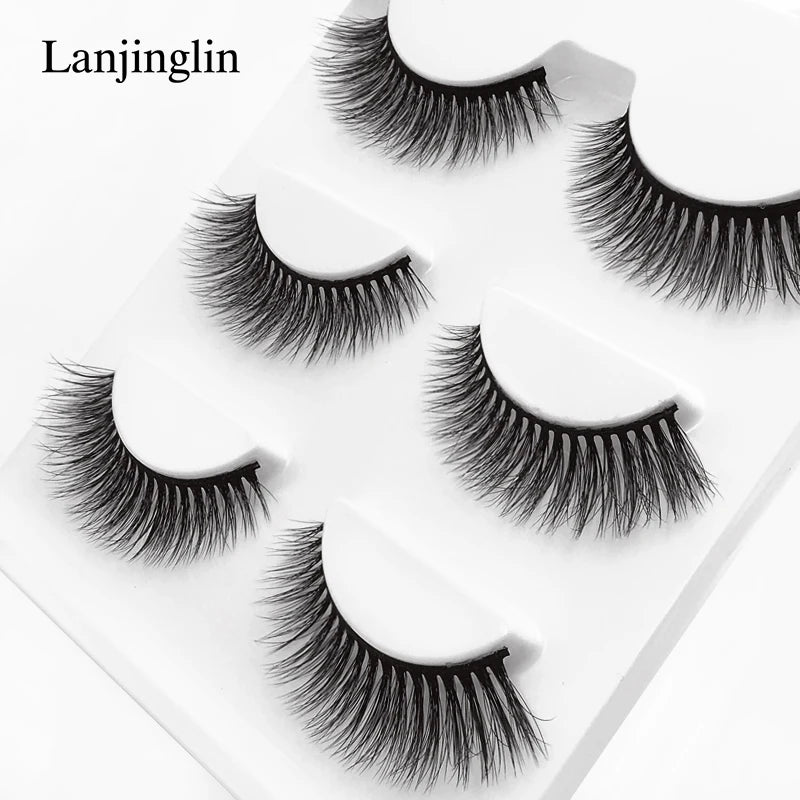 Faux Cils 3 Pairs False Eyelashes Soft Natural Long Wispy Fluffy 3D Mink Lashes Handmade Makeup Tool Extension Fake Eye Lashes