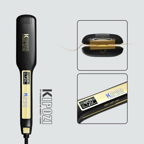 KIPOZI Professional Hair Straightener Titanium Flat Iron with Digital LCD Display Dual Voltage Instant Heating Curling Iron