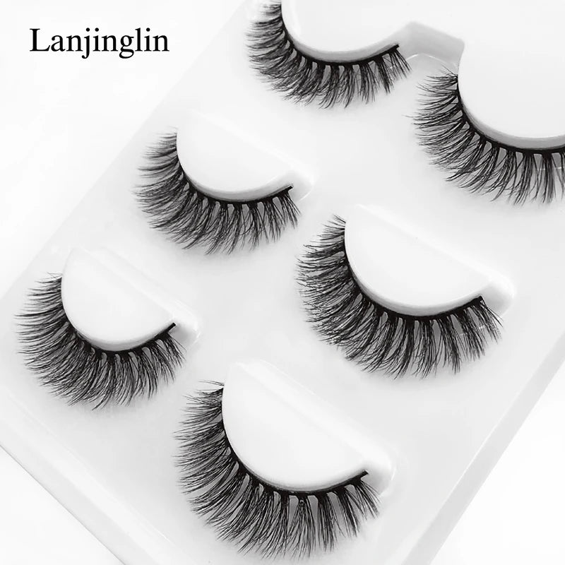 Faux Cils 3 Pairs False Eyelashes Soft Natural Long Wispy Fluffy 3D Mink Lashes Handmade Makeup Tool Extension Fake Eye Lashes
