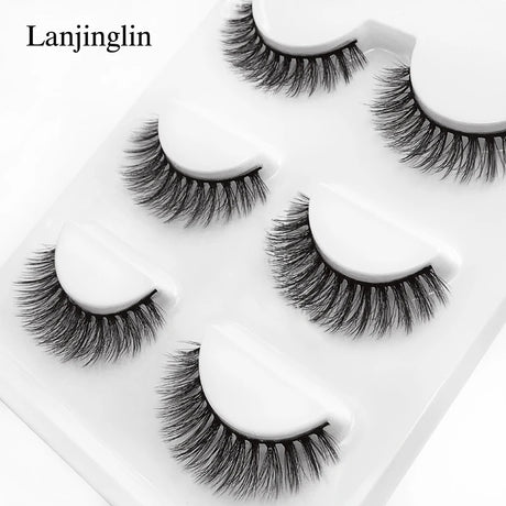 Faux Cils 3 Pairs False Eyelashes Soft Natural Long Wispy Fluffy 3D Mink Lashes Handmade Makeup Tool Extension Fake Eye Lashes