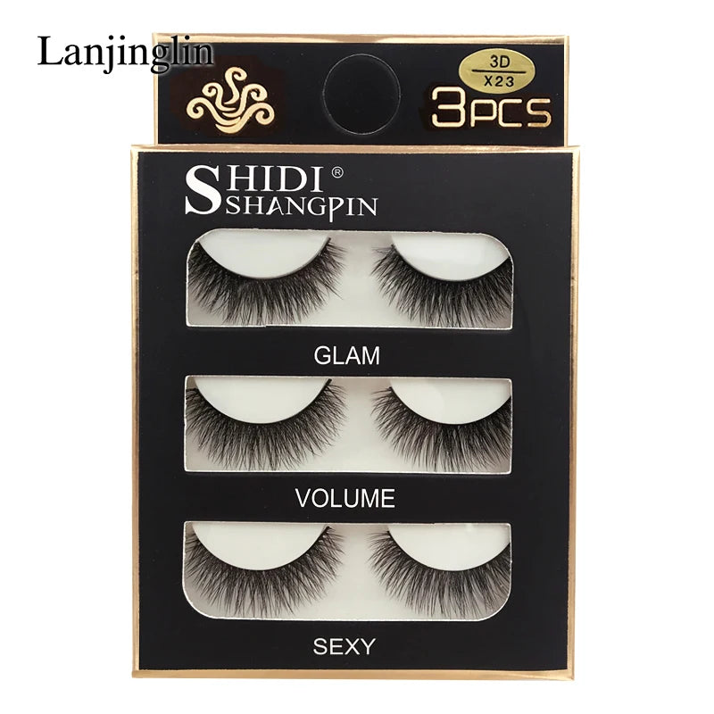 Faux Cils 3 Pairs False Eyelashes Soft Natural Long Wispy Fluffy 3D Mink Lashes Handmade Makeup Tool Extension Fake Eye Lashes