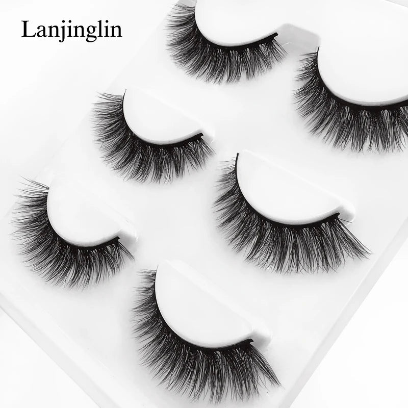 Faux Cils 3 Pairs False Eyelashes Soft Natural Long Wispy Fluffy 3D Mink Lashes Handmade Makeup Tool Extension Fake Eye Lashes