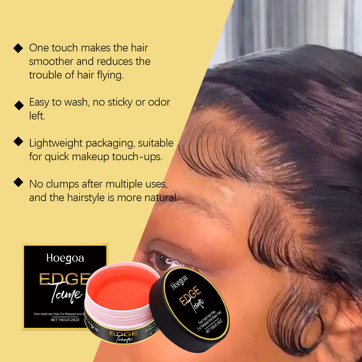 Edge Tame Firm Hold Hair Wax Natural Finish Long Lasting Style Control Frizz Free Smoothing Texture Professional Salon Hair Care