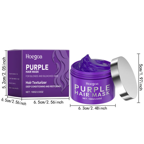 Purple Keratin Hair Mask Repair Dry Frizz Damage Remove Yellow Color Neutralizes Brass Soft Shiny Smooth Nourish Hair Care Cream