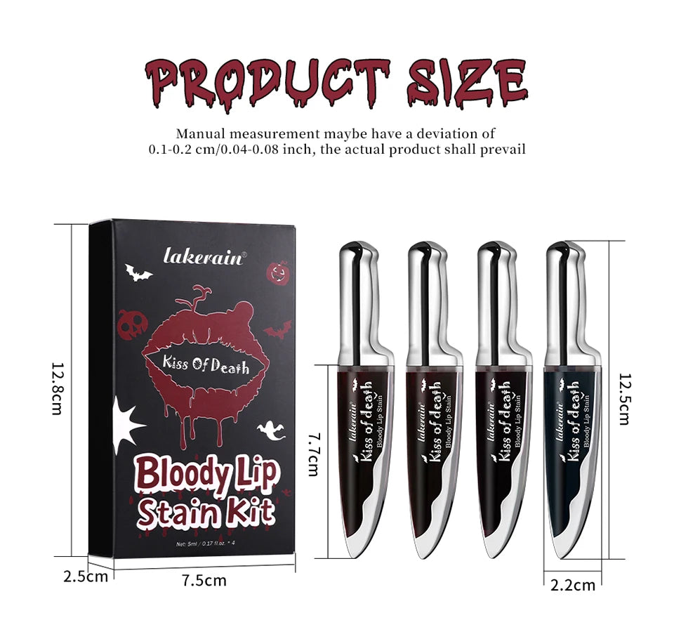 Lakerain Fake Bloody Lip Stain Gel-like Waterproof Spill-proof Long Lasting Matte Lip Tinting Halloween Party Lip Cosmetics