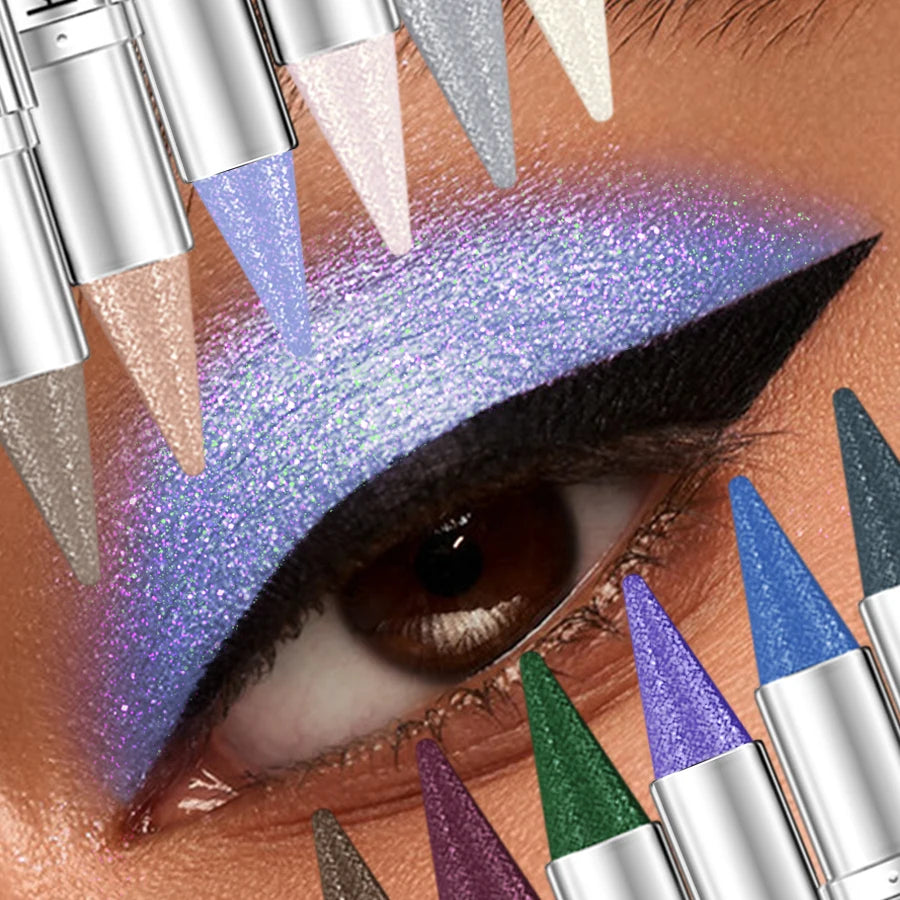 12 Colors Metallic White Black Purple Eyeshadow Pencil Glitter 1pc Liner Pen Highligter Long Lasting Blue Cream Eye Shadow