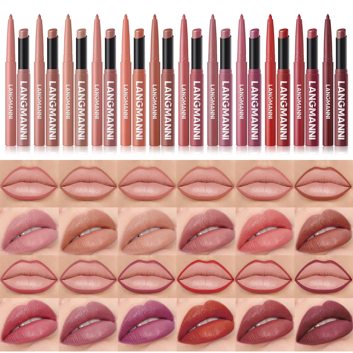 2Pcs/Set Matte Lipstick Lip Liner Pencil Non-Stick Cup Long-Lasting Velvet Red Lipstick Pen Smooth Lipliner Waterproof Makeup