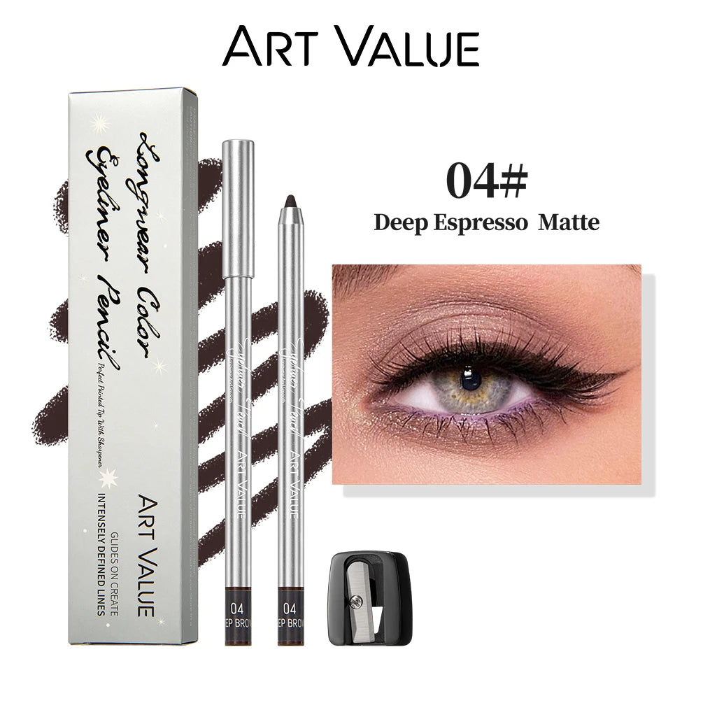 ART VALUE Creamy Texture Matte Eyeliner Pencil Easy Coloring Sweat Proof Eyeshadow Pencil Long Lasting Shimmer Eyeliner Makeup