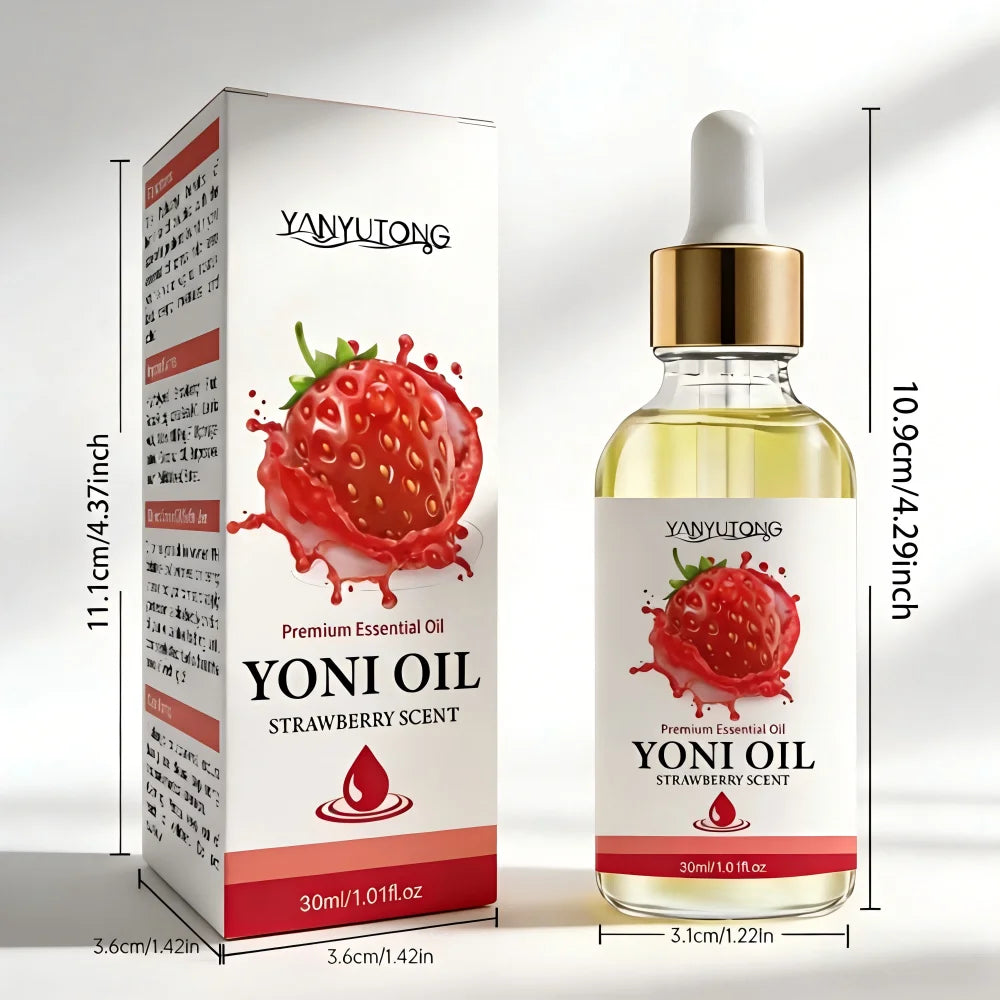 30ml Yoni Oil, Strawberry Scented, Natural & Plant-Based, PH Balance, Odor Eliminator, Feminine Care, Moisturizer