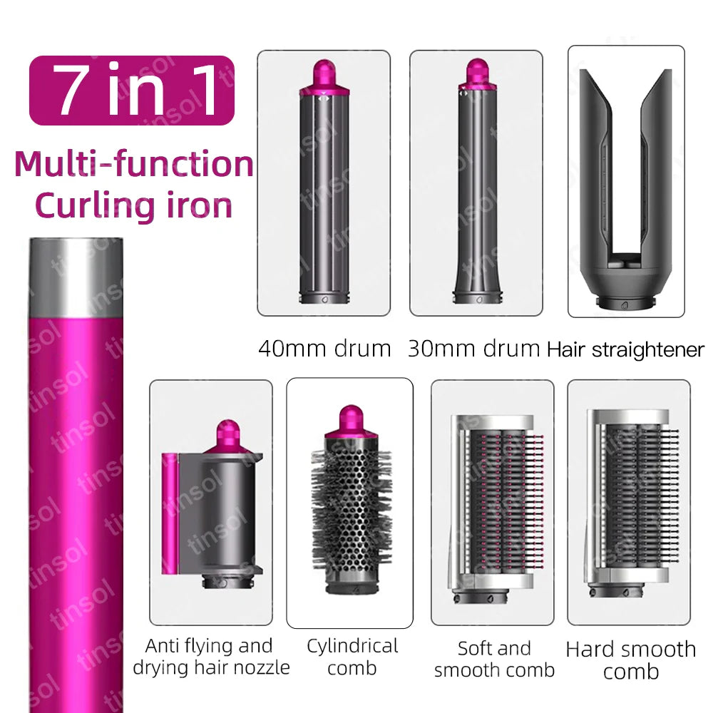 TINSOL 7 in 1 Multi-Function Hair Dryer & Styling Tool Automatic Curling Set 1300W Straightener Professional Salon Hair Dryer