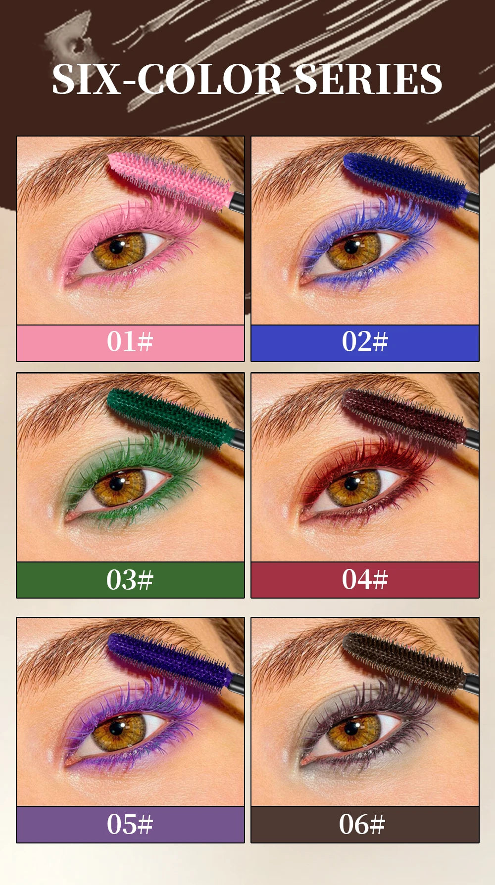 QIBEST 4D Silk Fiber Eyelash Mascara Waterproof Colorful Mascara For Eyelash Extension Thick Lift Lengthening Lasting Makeup