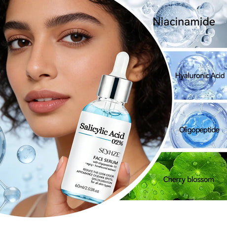 SEYHZE 2pcs Salicylic Acid Niacinamide Essence Set 5% Niacinamide Ceramides Purslane for Brightening Skin Tightening Pores Moist