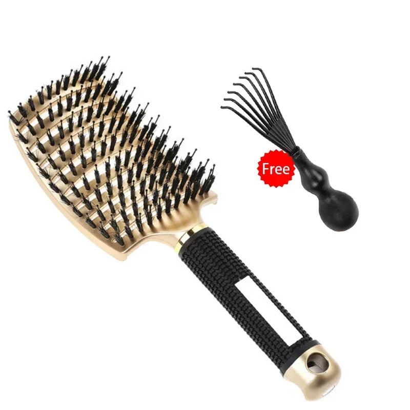 Hair Brush Exfoliating Hair Brush Bristle Women's Wet Curly Hair Comb Salon Hair Styling Tool,Special for Real Hair Wigs