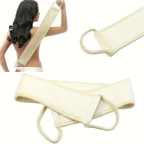 Exfoliating Body Scrubber - Soft Washcloth for Dead Skin Removal & Dry Brushing | Long Bath Sponge with Strap for Shower & Spa