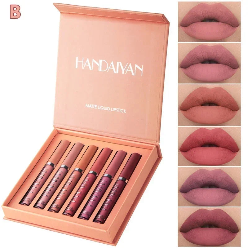 HANDAIYAN 1/6 PCS Lipstick Set Make-up for Women Non Stick Cup Waterproof Long Lasting Cosmetics Korean Makeup Matte Lipstick