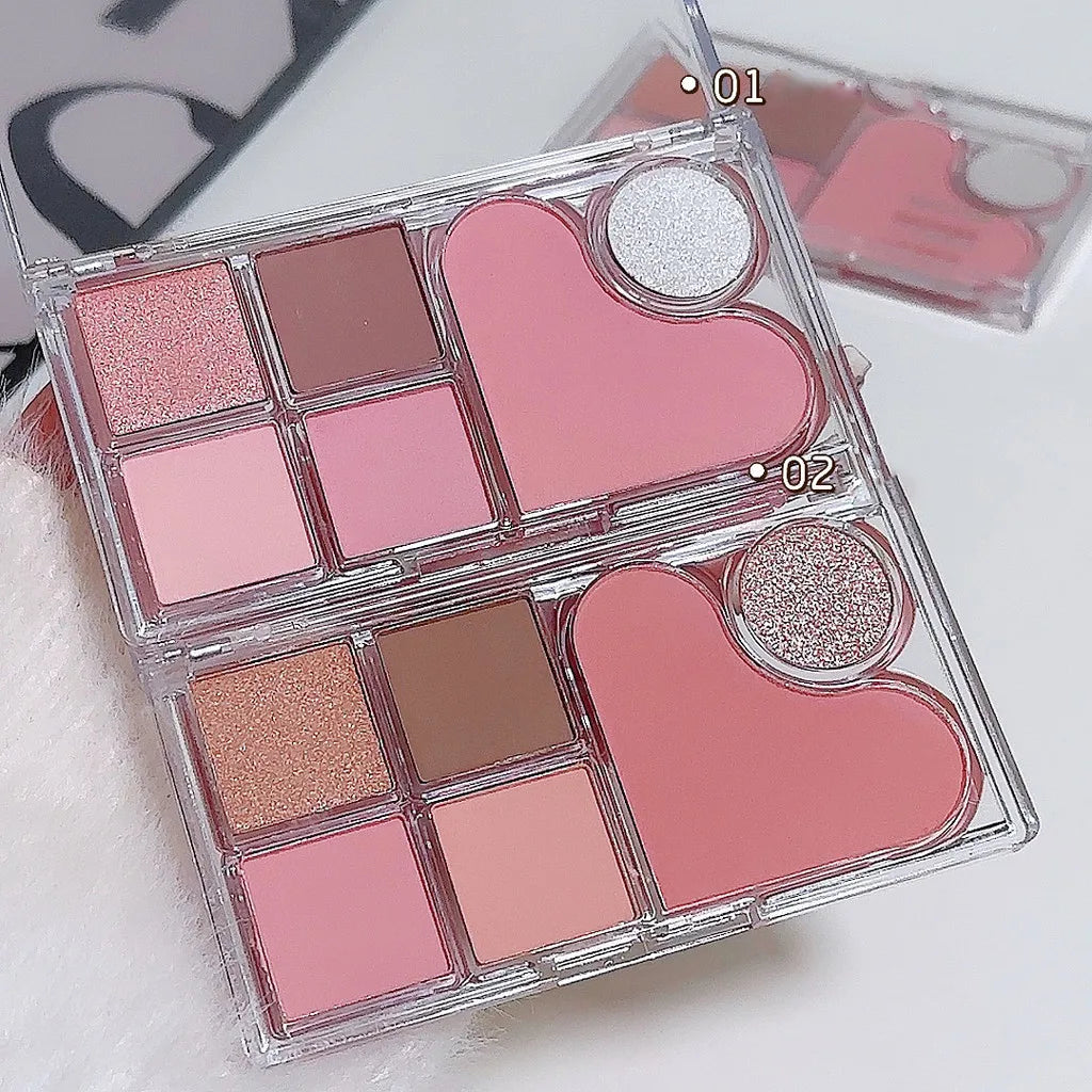 Light and shadow integrated eye shadow tray matte pearl tender pink makeup pure desire style six-color eye shadow