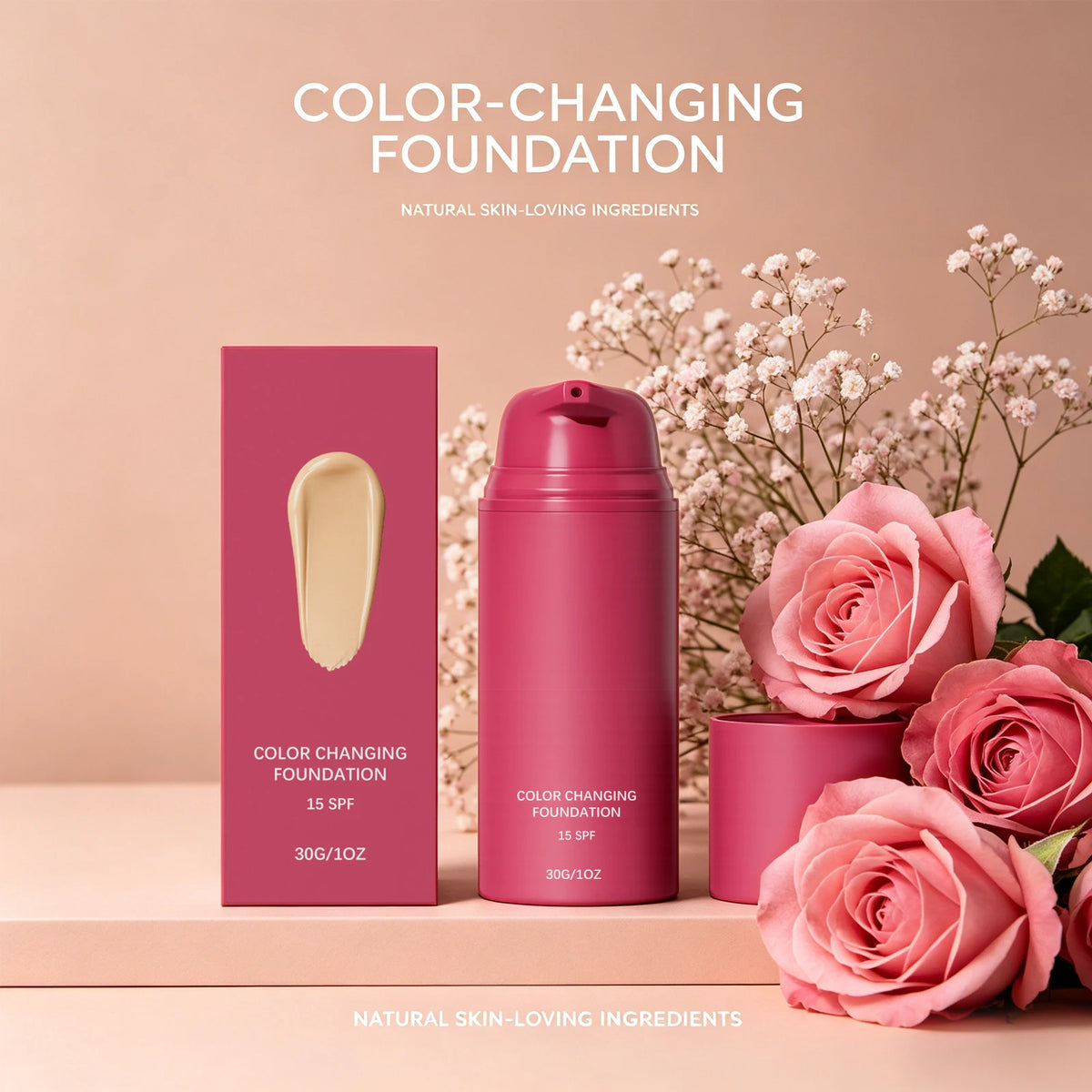 Liquid Foundation SPF 15 Color Changing Concealer Cover Face Blemishes Fine Lines Facial Foundation Natural Beauty Makeup Cream