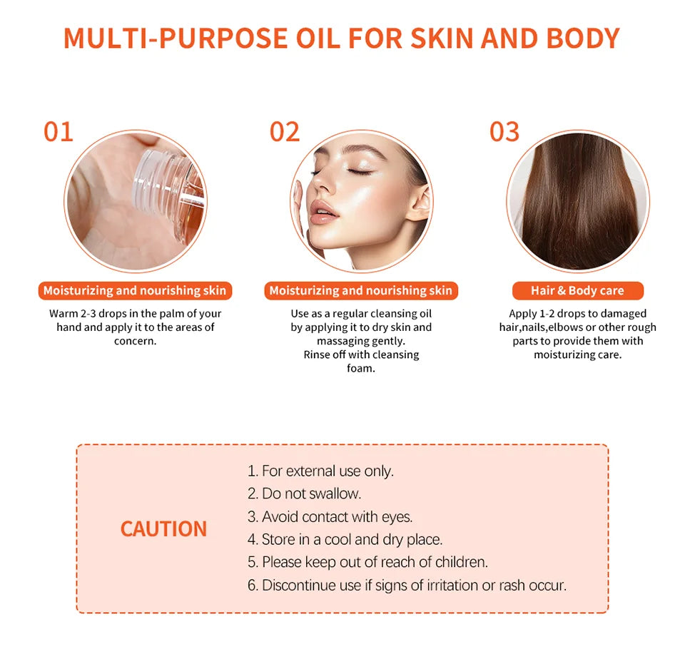 2 Pcs Bio Skincare Body Oil Vitamin A Vitamin E Face Body Moisturizer Improve Hair Health Fade Scars Exfoliate skin Skincare Oil