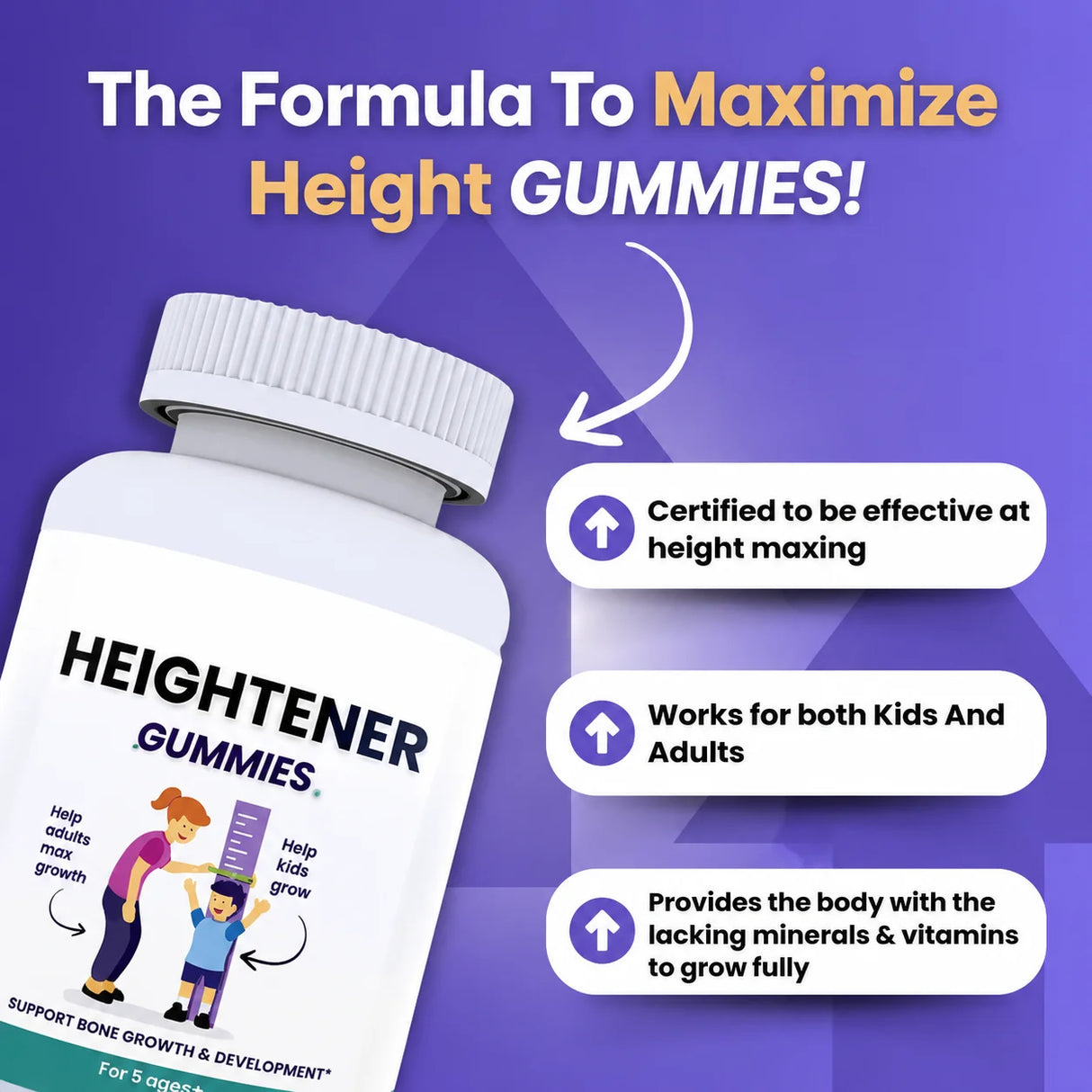 Bone Health Capsules Gummies Natural Height Growth Supplement for Kids Teens and Adults To Increase Bone Strength 60 Capsules