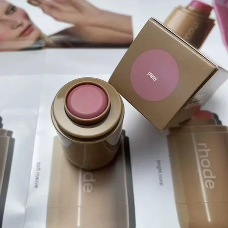 Rhod Pocket Blush LIP Stick Lip And Cheek Hydrating Stick Natural Rouge Powder Blush Cream Lipstick Cheek Easy To Apply Color