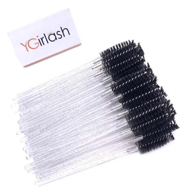 YGirlash 50Pcs Lash Swans Crystal Eyelash Applicator Disposable Diamond Handle Nylon Mascara Wands Brush Cosmetic Tools