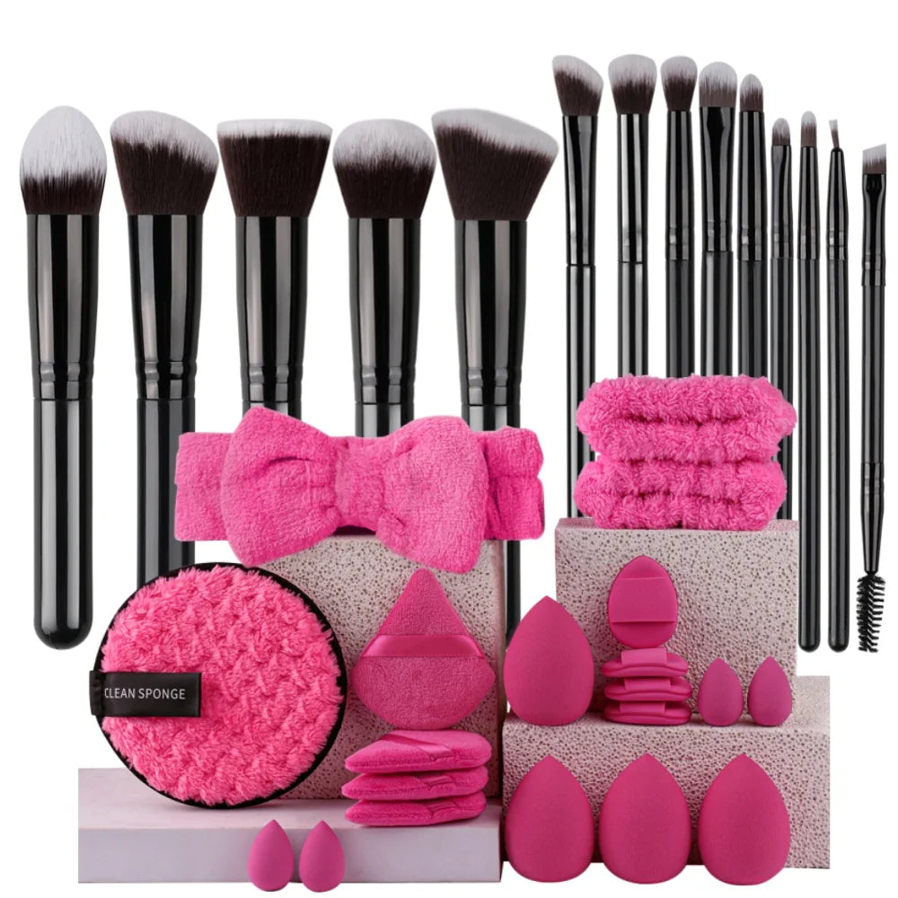 16PCS Professional Makeup Brush Set Premium Synthetic Eyeshadow Contouring Foundation Highlight Setting Powder Eyeliner Blending