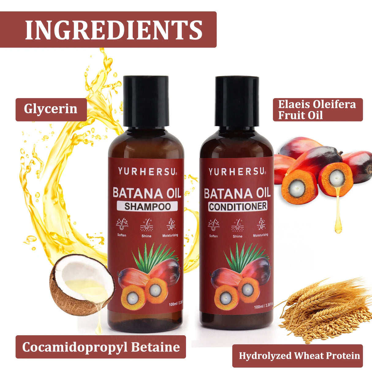 Batana Oil Shampoo & Conditioner Set Natural Batana Extract Deep Nourish Smooth Frizzy Split Ends Boost Soft Shiny Hair Gentle Hydrating Scalp Care Kit For Curly Straight Color Treated Hair Men Women Daily Use