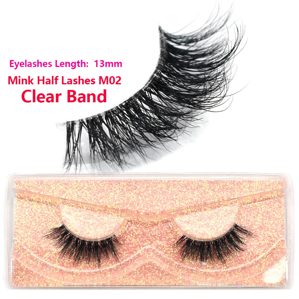 Half Lashes Mink Eyelashes Fluffy Soft False Eyelashes Wispy Cross Mink Eye Lashes Natural Short Mink Eyelash Extension Makeup