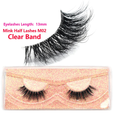 Half Lashes Mink Eyelashes Fluffy Soft False Eyelashes Wispy Cross Mink Eye Lashes Natural Short Mink Eyelash Extension Makeup