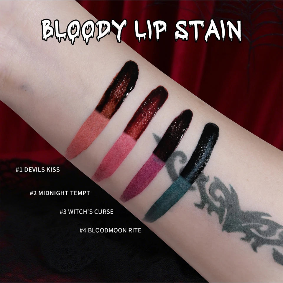 Lakerain Fake Bloody Lip Stain Gel-like Waterproof Spill-proof Long Lasting Matte Lip Tinting Halloween Party Lip Cosmetics