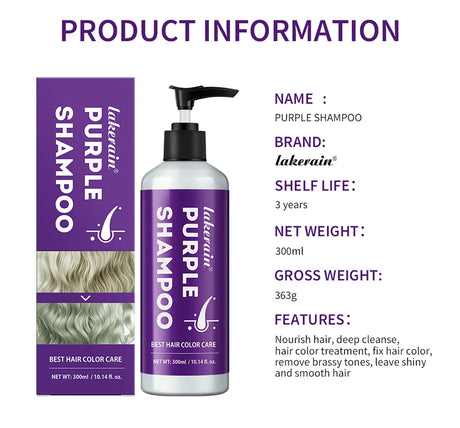 Purple Hair Dye Shampoo for Blonde to Cover Gray Non-irritating Hair Fading Yellow After Bleach Hair Shampoo Gray Hair Remedy