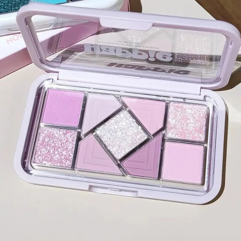 Mint diffuse pink blue small pink frame nine-color eyeshadow palette low saturation clear mint green pearl matte gentle pure des