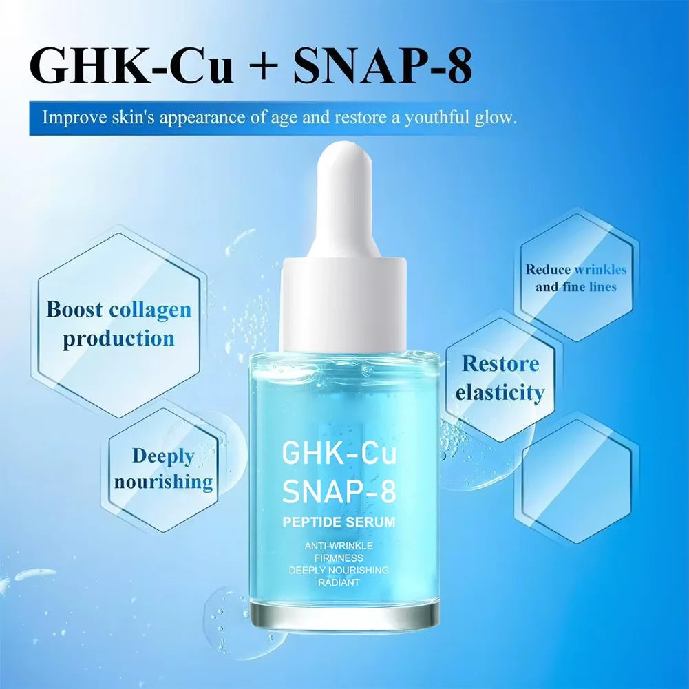 GHK-Cu SNAP-8 Peptide Face Serum Blue Copper Moisturizing Essential Oil Cleansing Moisturizing Deep Hydration Skin Care Refresh