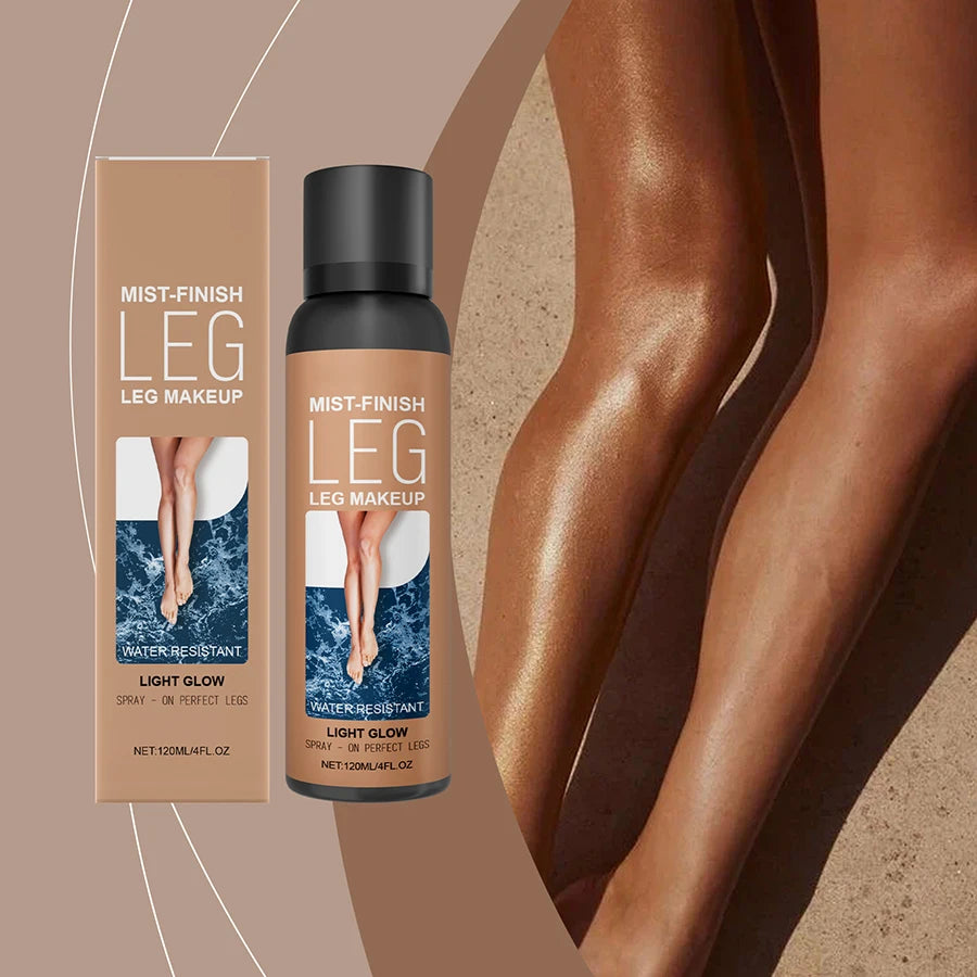 Leg Makeup Spray Waterproof Body Bronzing Mist Sunless Self Tanner Leg Concealer for Flawless Tan Glow 120ml