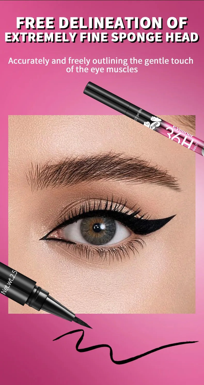 12-pack of best-selling black liquid eyeliners, long-lasting and waterproof, exquisite cosmetics.