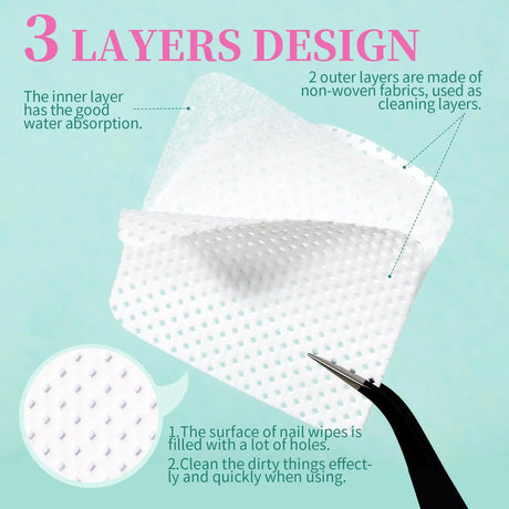 LINMANDA 200Pcs Lint Free Nail Cleaning Wipes Nail Cleaning Pads Gel Nail Cleaning Wipes Suitable for Home or Nail Salon Use