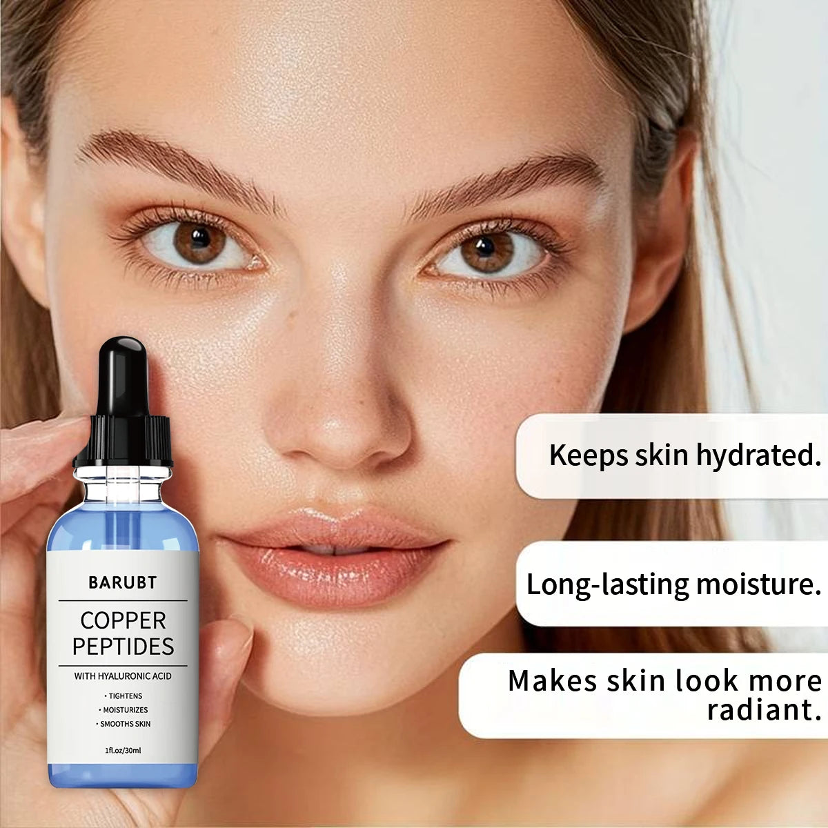 Copper peptide hyaluronic acid facial essence 30ml - moisturizing, smoothing and brightening