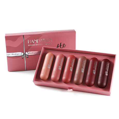 Matte Lipstick Set 6 Colors Velvet Texture Long Lasting Non Drying Lip Makeup Women Gift Box