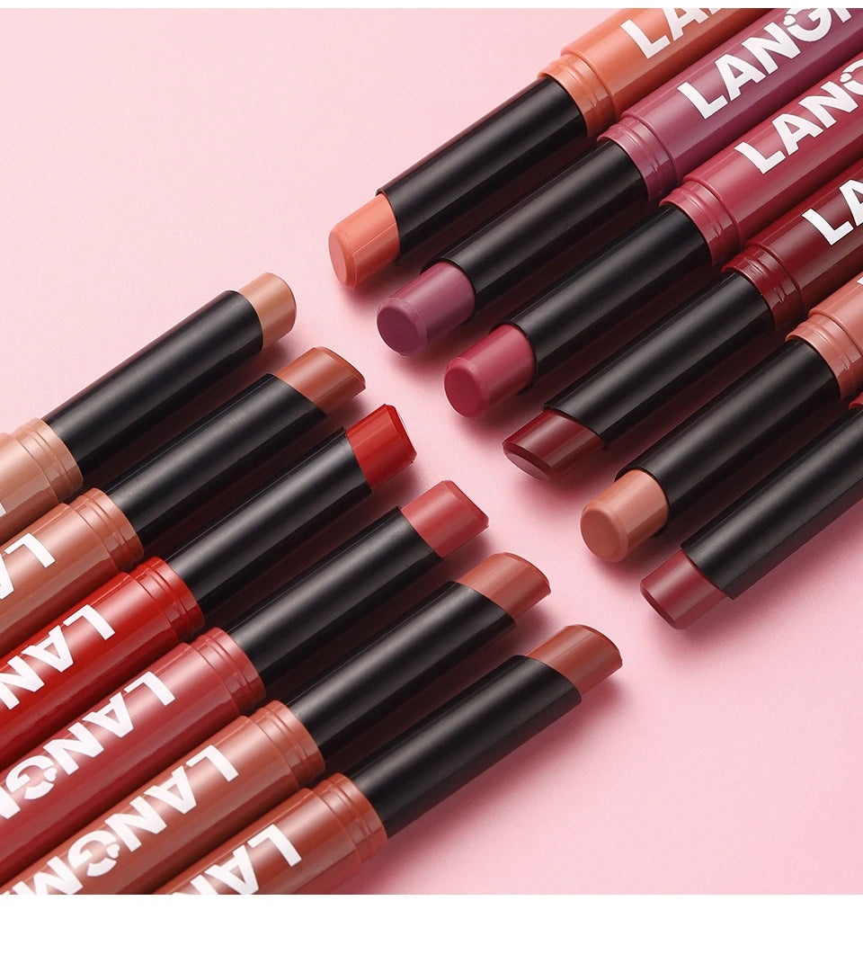 12 Colors Nude Matte Lipstick Waterproof Lip Sticks Not Fading Sexy Red Velvet for Women Make Up Long Lasting Lip Cosmetics