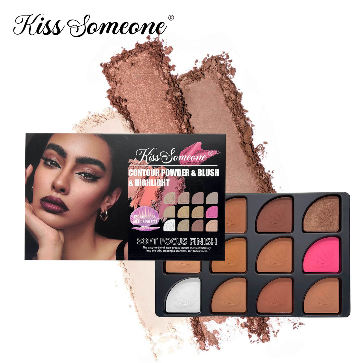 12 Colors Contour Palette,Blush Highlighter Bronzer Powder All in One Makeup Palettes,Blendable Matte Shimmer Illuminator Palett