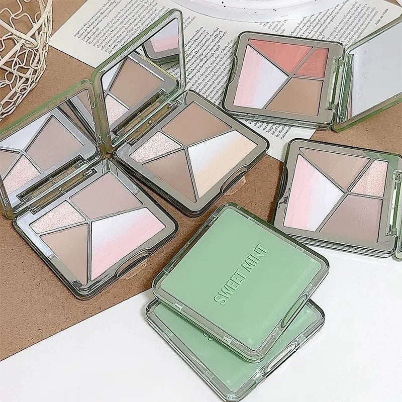 All-in-One Contour Palette Makeup Pearlescent Highlighter&Matte Nose Shadow Shimmer Sculpt&Define Beauty Natural Finish Cosmetic