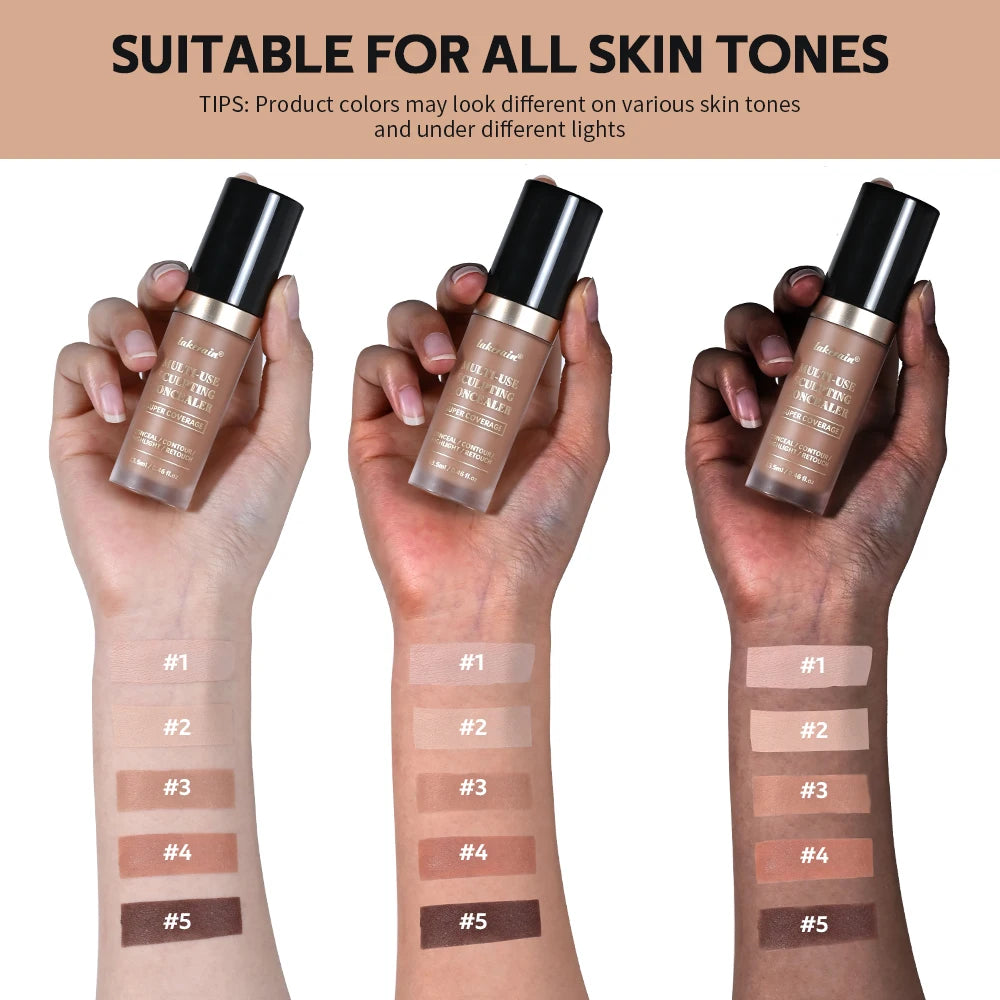 Lakerain 5-Color Waterproof Concealer Matte High Coverage Oil-Control Foundation For Acne Scars And Dark Circles Cosmetics