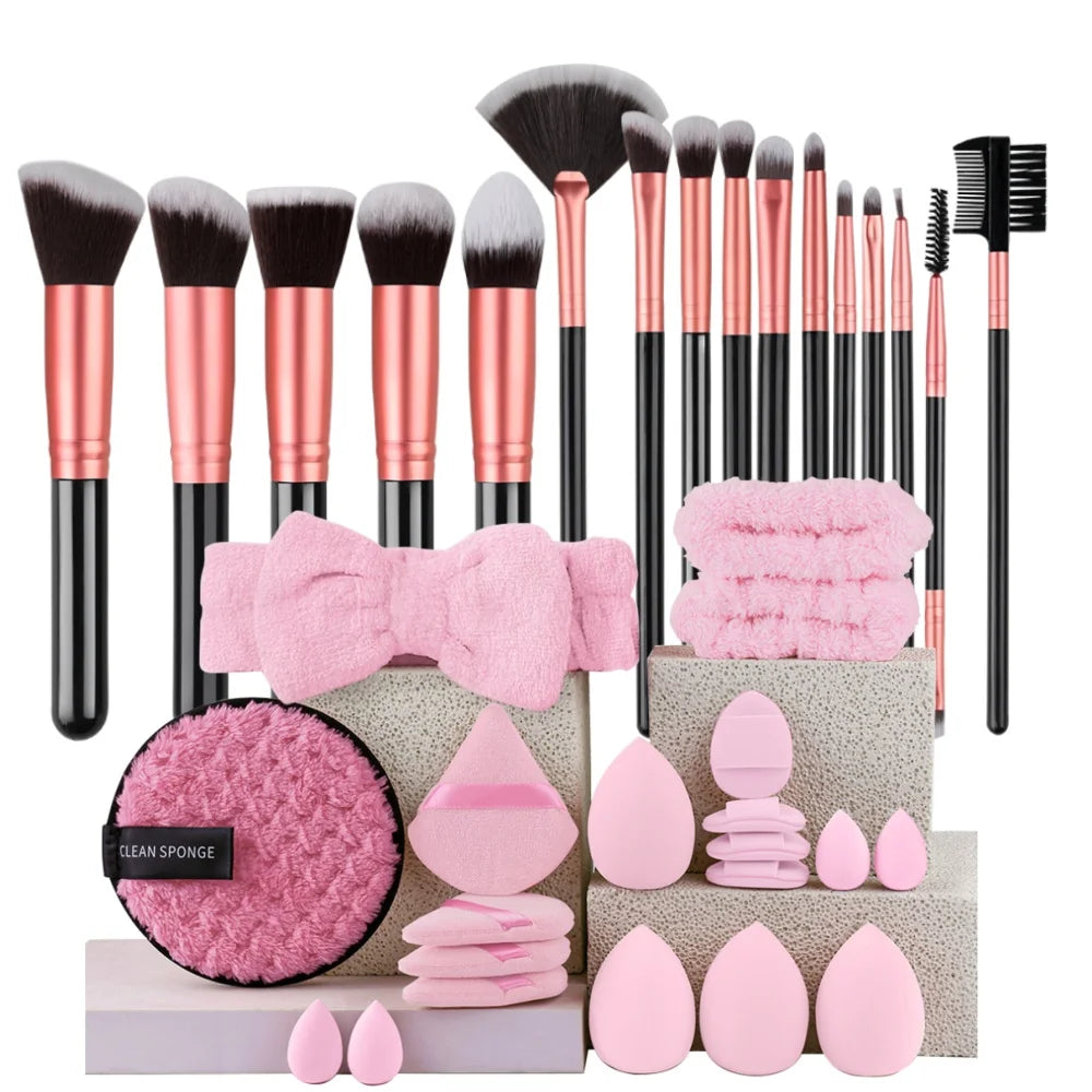 16PCS Professional Makeup Brush Set Premium Synthetic Eyeshadow Contouring Foundation Highlight Setting Powder Eyeliner Blending