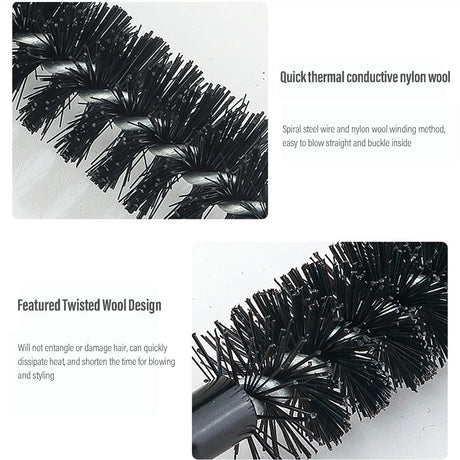 Small Round Hair Brush Wooden Handle Mini Round Hair Styling Brush for Short Hair Blow Drying