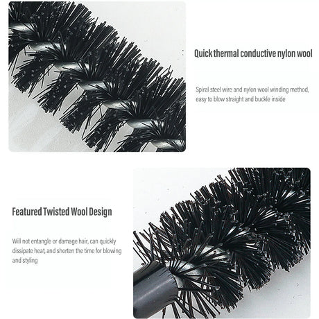 Small Round Hair Brush Wooden Handle Mini Round Hair Styling Brush for Short Hair Blow Drying