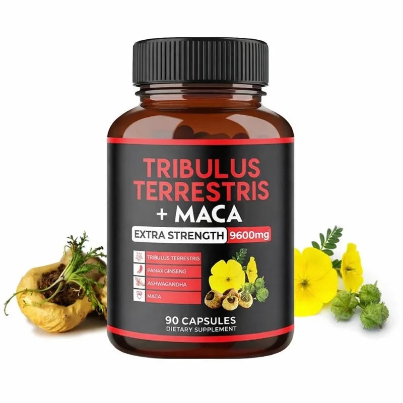 Tribulus Terrestris + Maca Root Extract Supplement Supports Energy Vitality Natural Herbal Health Non-GMO 90 Vegan Capsules