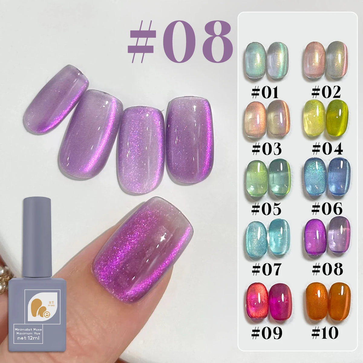 1-6PCS 12ML Human Fantasy Cat Eye Gel Nail Polish Ice Clear High-end Glass Bead Semi-permanent Gel Nail Polish Nail Art Supplies