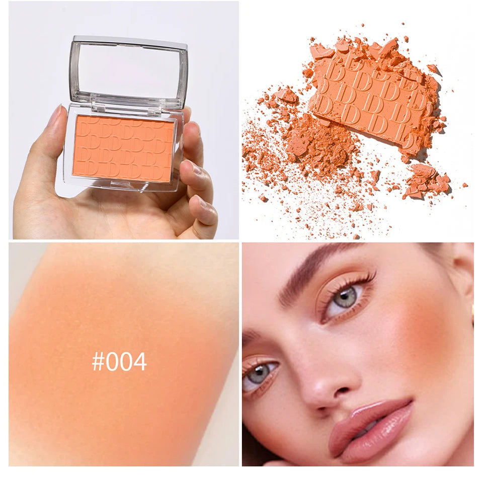 Matte Embossed Blush Palette High Pigmented Pink Coral Cheek Blush Powder With Professional Makeup Brush